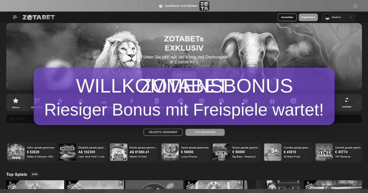 Zotabet Casino Bonus 2026 - Beste Angebote Deutschland